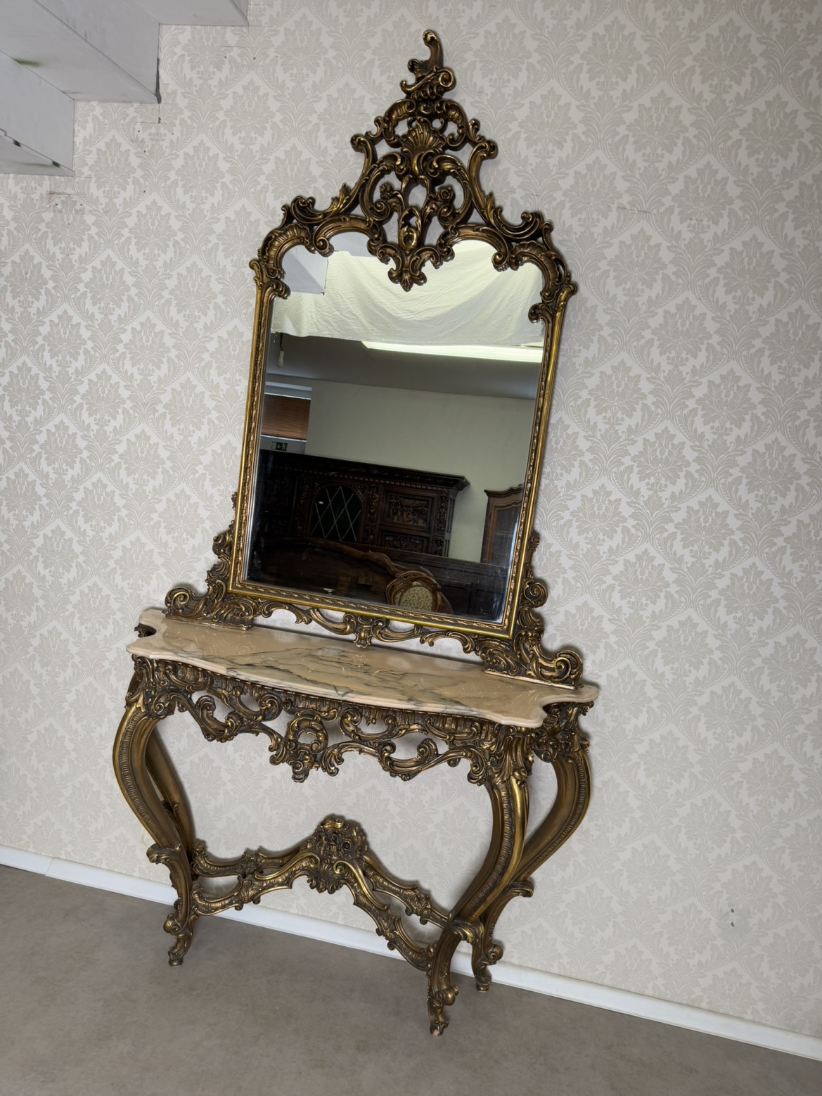 Konzolový stolík so zrkadlom, drevo