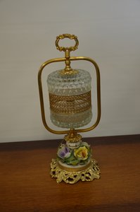 Stolová lampa, mosadz, porcelán