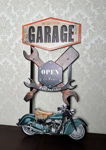 Plechová dekorácia "Garage - Motorcycles", cena za ks