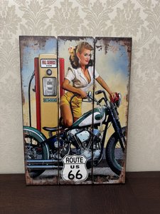 Dekorácia Route 66 s motívom pin-up dievčatá, cena za ks