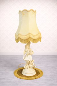 Stolová lampa s látkovým tienidlom, štýl Prvá republika