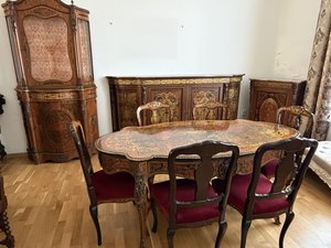 Luxusná jedálenská súprava vo francúzskom štýle Boulle, Taliansko 1950